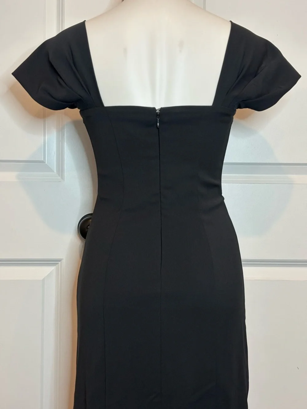 NWT Abercrombie & Fitch Black Off Shoulder Sweetheart Midi Sheath Dress S - Picture 7 of 11